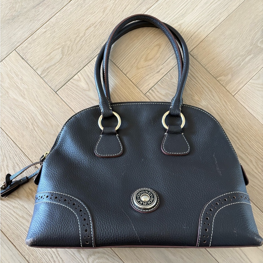 Dooney & Bourke Brown Pebble Leather Domed Top Satchel Handbag Purse